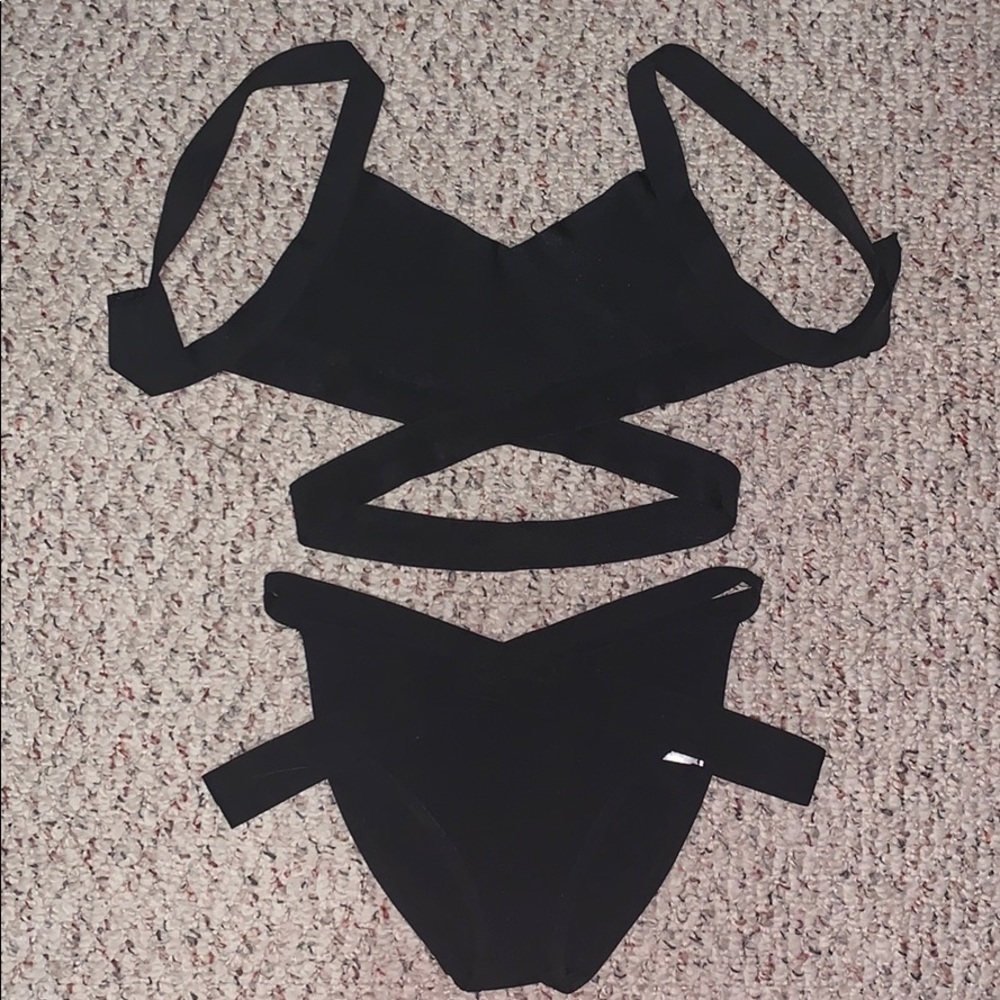 Black strappy swim suit